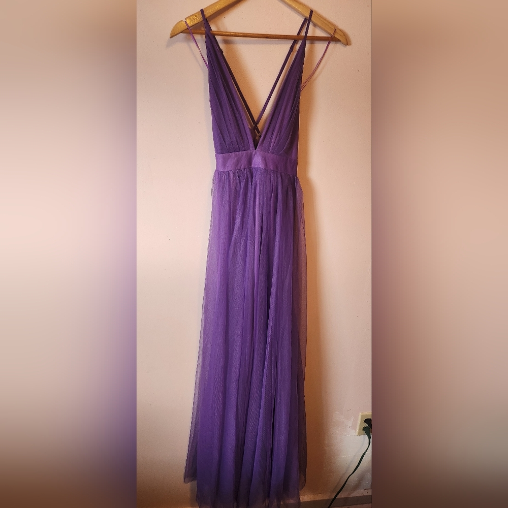 Fashion Nova Lavender Tulle On The Runway Maxi Dress Size M New With Tags - Picture 4 of 11